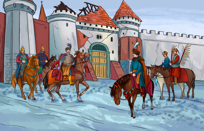 Воевода Волконский и король Владислав у стен Белой крепости