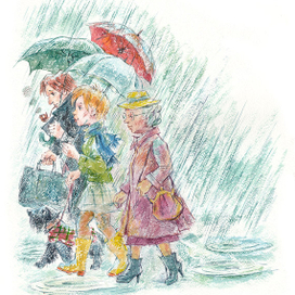 Дождик. Иллюстрация к стихотворению Агнии Барто