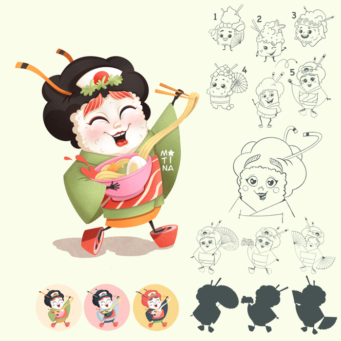 Гейша-ролл, персонаж для суши-бара