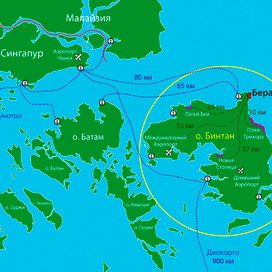 Карта-инфографика расположение о. Бинтан