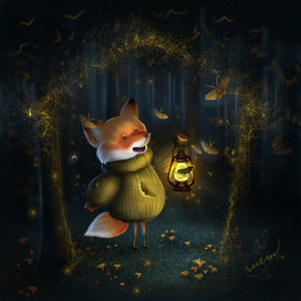 Лисенок в лесу