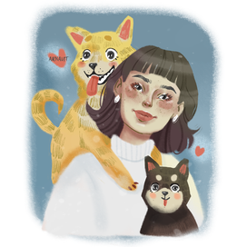 Девочка с собаками