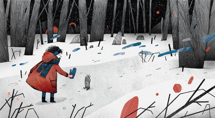 Иллюстрация к книге про варежки.