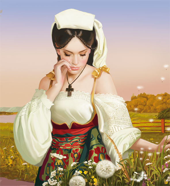 Фрагмент иллюстрации " Злая судьба" Итальянская сказка