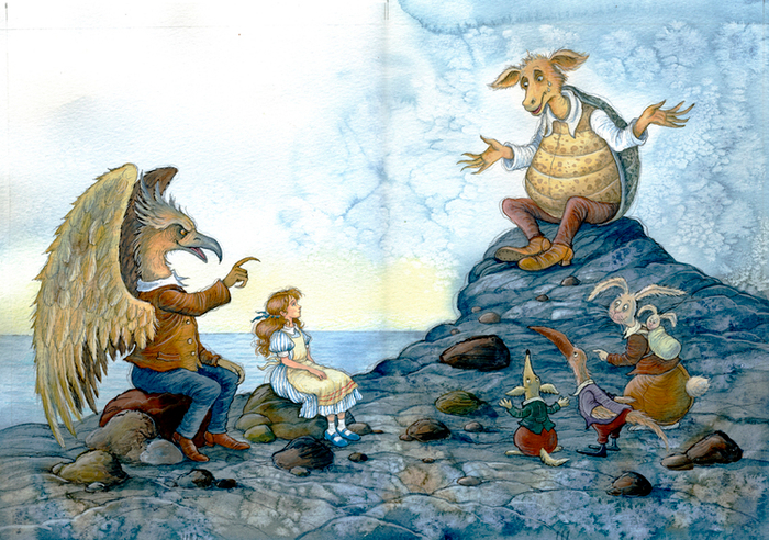 Л.Керролл "Приключения Алисы в стране чудес." тушь,перо,акварель 2013