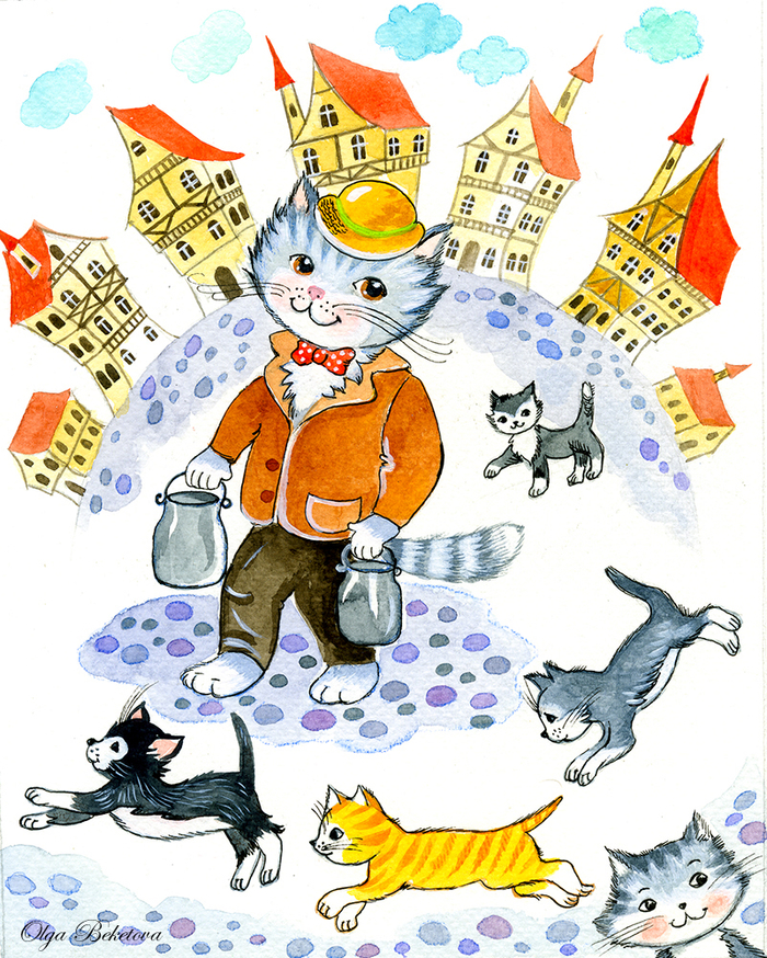 Кот и котята