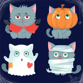 Котики празднуют Хэллоуин