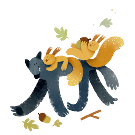 Волк и белки