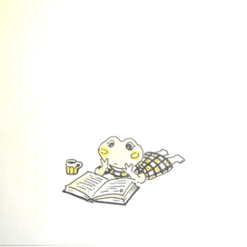 Лягушка Бронечка читает книжку