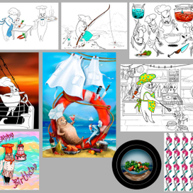 коллаж из иллюстраций к кулинарной книге