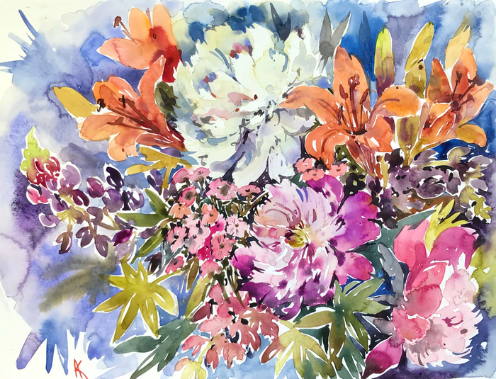 Принт с пионами