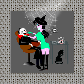 Очаровательная ведьма стоматолог для вампиров