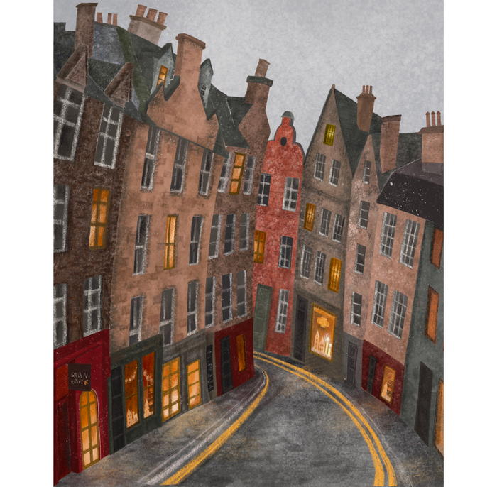 Иллюстрация для серии открыток. Victoria's street