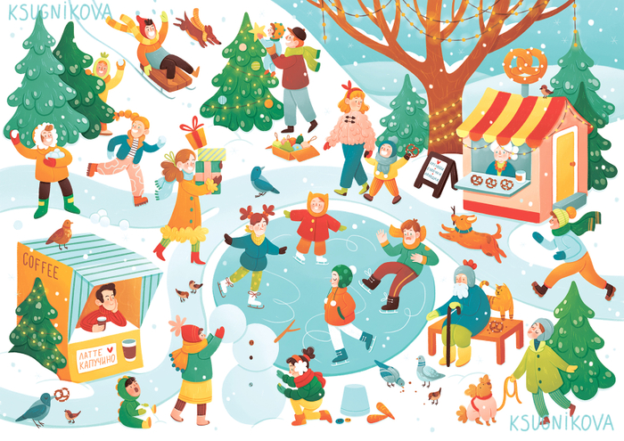 Виммельбух зима