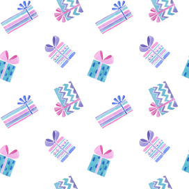Watercolor present boxes pattern