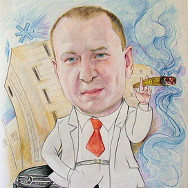 Шарж олигарх с сигарой.