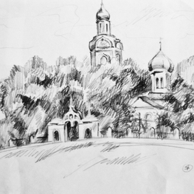 Пейзаж с церковью