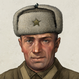 Фрагмент работы на этапе. Красноармеец в ватной телогрейке и шапке-ушанке.