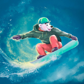 Веселый Мишка-сноубордист