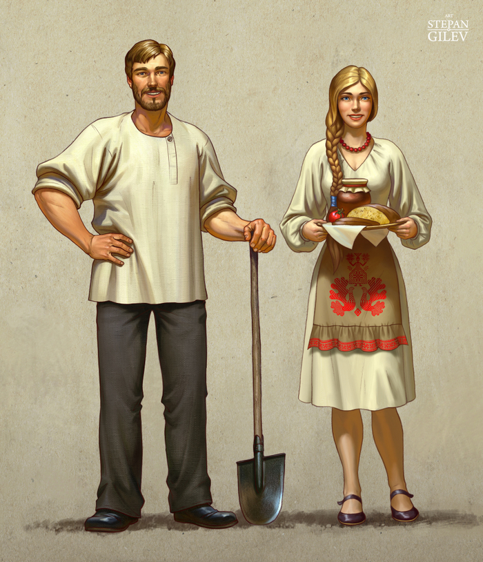 Персонажи "крестьянская пара" для онлайн игры.