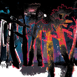 Деревья под луной