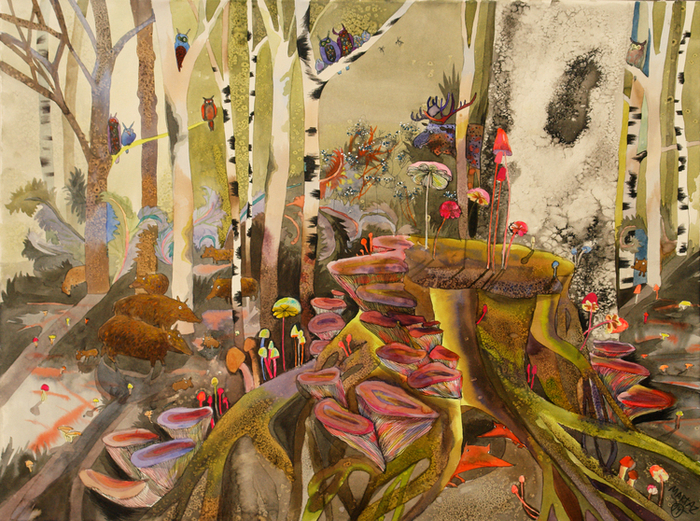  Трухлявый пень, акварель, 40х60, 2014 