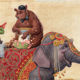 умудрились люди в цирке обучить медведя стирке...