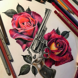 пушка и розы