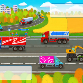 Грузовики и самосвалы. Книжка с наклейками. "Стрекоза"