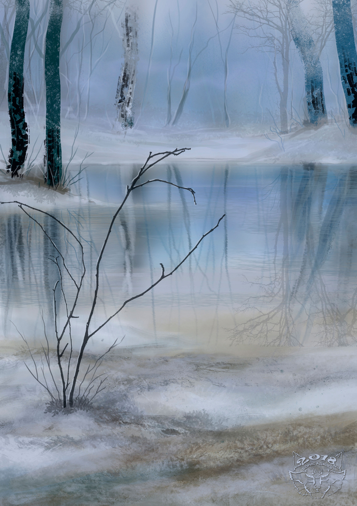 скетч-зимний пруд.-оттепель...