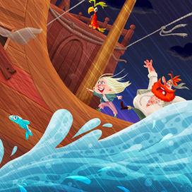 Иллюстрация для книги о пирате, который боялся воды
