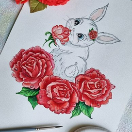 кролик в розах