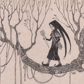 Девочка с ножницами и верёвкой