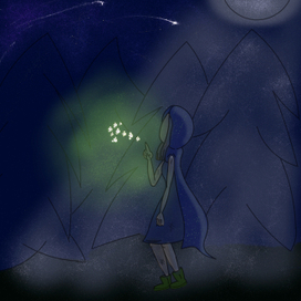 Арт-светлячки указывают дорогу заблудившейся девушке