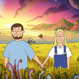 Стилизация под рисовку мультфильма "Рик и Морти"