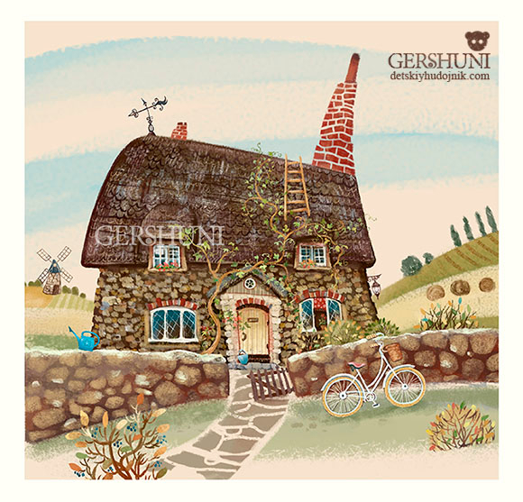 Селянский домик.иллюстрация 