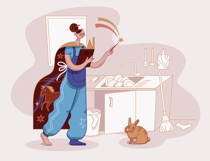 Волшебная уборка | Векторная иллюстрация