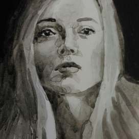 портрет девушки тушью