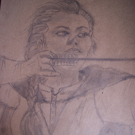 Девушка с луком. Портрет карандашом. 