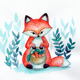 лисенок с морковками.