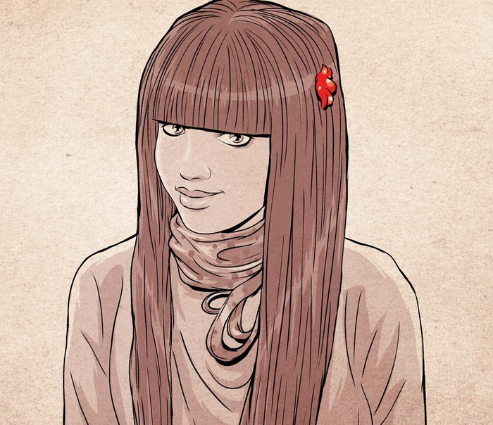 девочка с красной заколкой