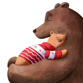 Детская иллюстрация "Медведица и медвежонок"