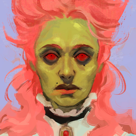 Портрет женщины с красными глазами