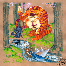 Апрель - иллюстрация для календаря