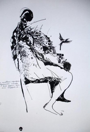 С человека-пригорка взлетает птица,это душа,она там гнездится...