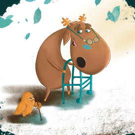 Олень-старичок на прогулке 