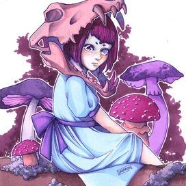 Девочка в грибном лесу