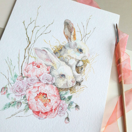 Кролики в гнезде