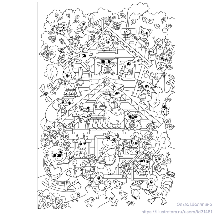 Раскраска по номерам "Теремок"