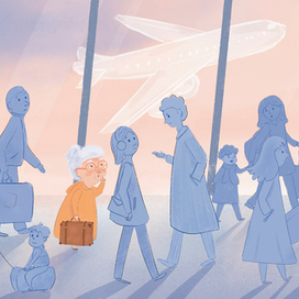 Иллюстрация для детской книги. Тихая книга про бабушку